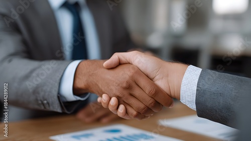 Wallpaper Mural Professional handshake between two businessmen in suits symbolizing agreement and partnership in an office Torontodigital.ca