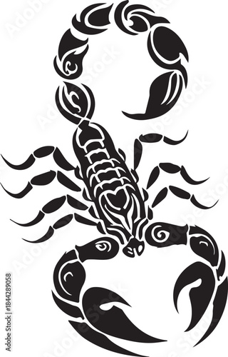 Black Scorpion Tribal Silhouette Vector Illustration Isolated on White Background