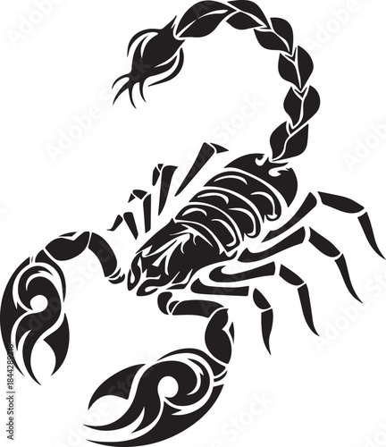 Black Scorpion Tribal Silhouette Vector Illustration Isolated on White Background