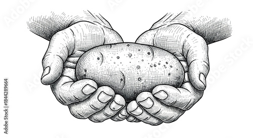Hands holding a large potato