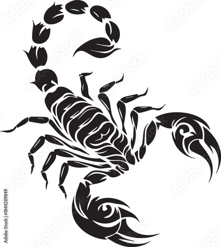 Black Scorpion Tribal Silhouette Vector Illustration Isolated on White Background