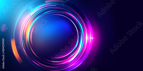 Abstract Futuristic Technology glow create vibrant visual Colors blend, forming dynamic composition black background design wallpaper illustration.