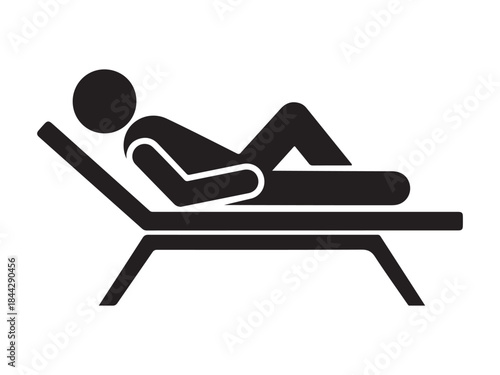 Black silhouette of a person lying on a chaise lounge