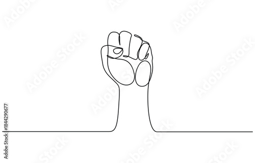 Fist up continuous line drawing design. Sign or symbol of hand gestures