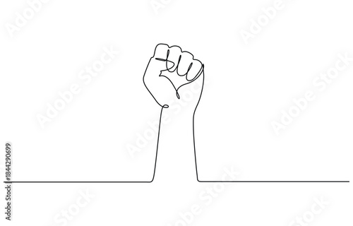 Fist up continuous line drawing design. Sign or symbol of hand gestures