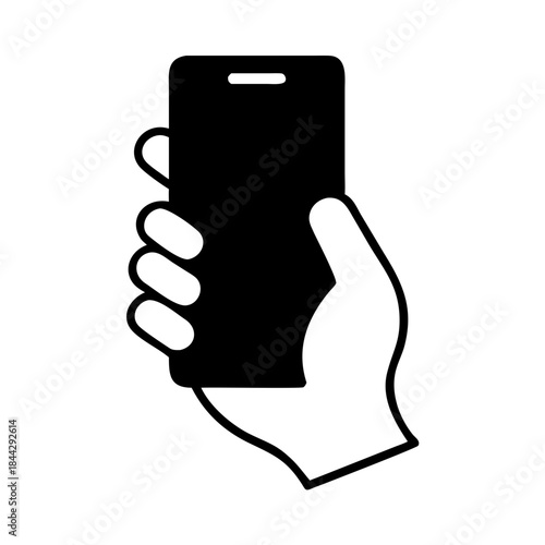 Hands holding Smartphone icon. containing Finger touching Smartphone, a hand operating a smartphone, vector illustration