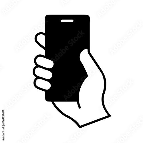 Hands holding Smartphone icon. containing Finger touching Smartphone, a hand operating a smartphone, vector illustration