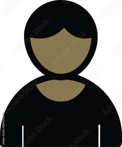 Simple silhouette icon of a person with dark hair and brown skin