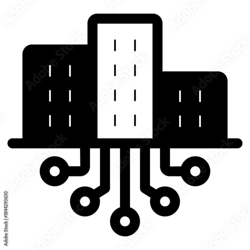 smart tech city building icon
