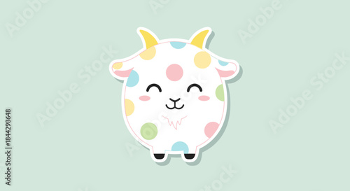 Charming polka dot goat illustration radiating warmth, perfect for children's content creation and