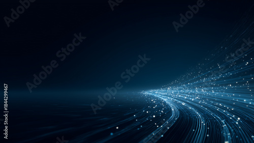 Digital Light Stream: A trail of glowing particles dances through the night creating magic