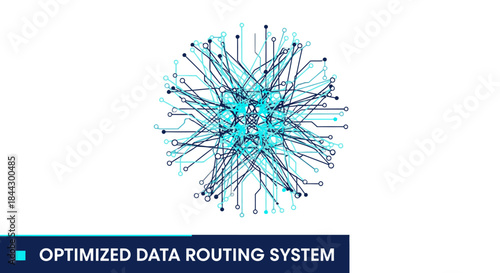 An intricate abstract representation of an optimized data routing system, showcasing complex digital connections and information flow within a modern network.