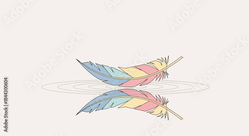 Pastel plume reflection in soft light creates a delicate and dreamlike ethereal visual