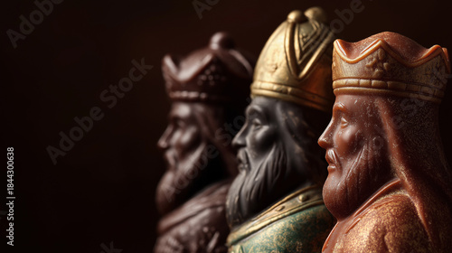 Epiphany three kings chocolate on dark background