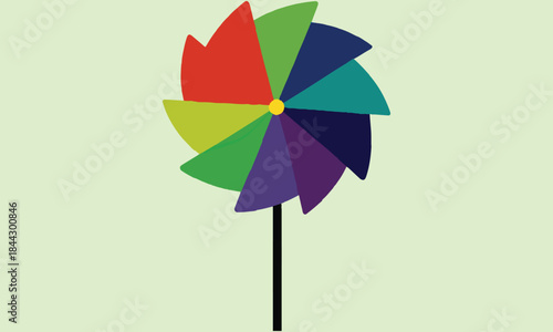 Colorful Pinwheel Clipart – Rainbow Windmill Illustration for Kids and Crafts .