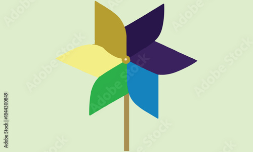 Colorful Pinwheel Clipart – Rainbow Windmill Illustration for Kids and Crafts .