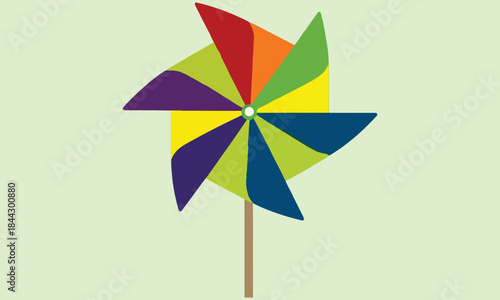 Colorful Pinwheel Clipart – Rainbow Windmill Illustration for Kids and Crafts .