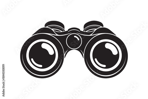 Black and white illustration of binoculars on