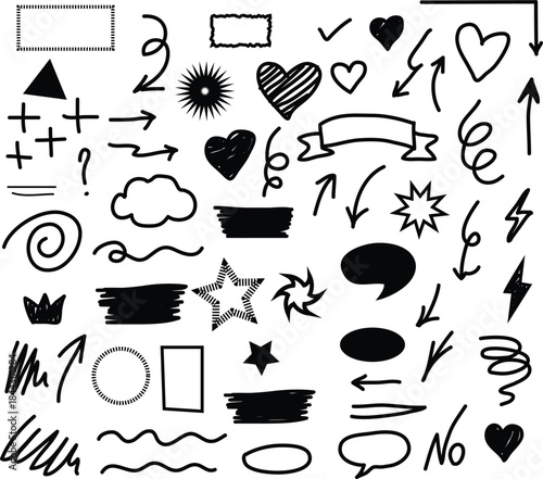 Collection of Hand Drawn Doodle Icons and Symbols