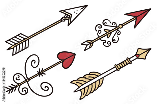 cupid arrow icons in different styles from elegant