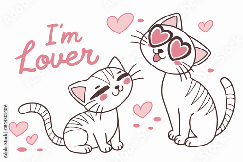 cute pun card with i m lover kitten and illustration