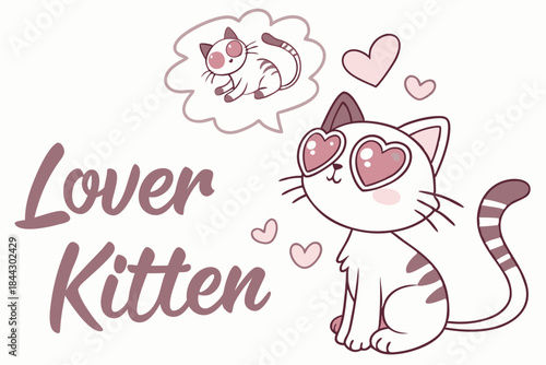 cute pun card with i m lover kitten and illustration