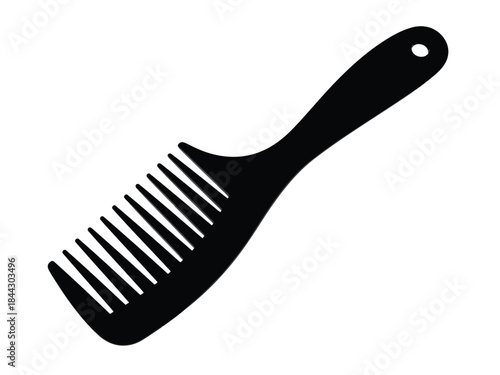 Black wide tooth comb silhouette for hair care