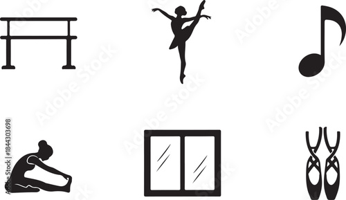 Ballet and Dance Icons Silhouette Collection ballet barre dancing ballerina