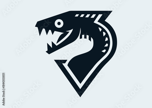 Moray eel fish, black and white vector logo