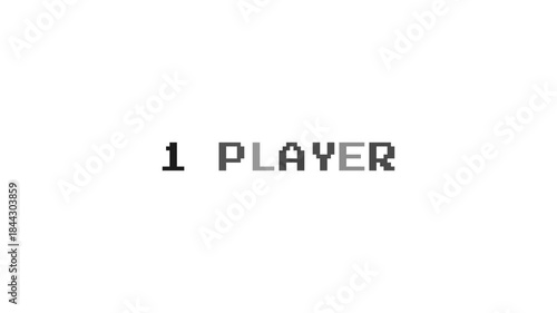 1 Player Pixel Text on White Background. Classic Arcade Mode Selection
