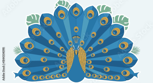 Elegant peacock vector illustration showcasing vivid plumage and decorative details expressing a