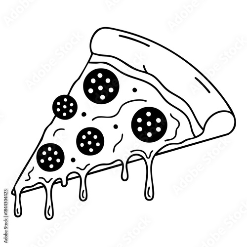 Pizza slice fast food italian snack line art icon
