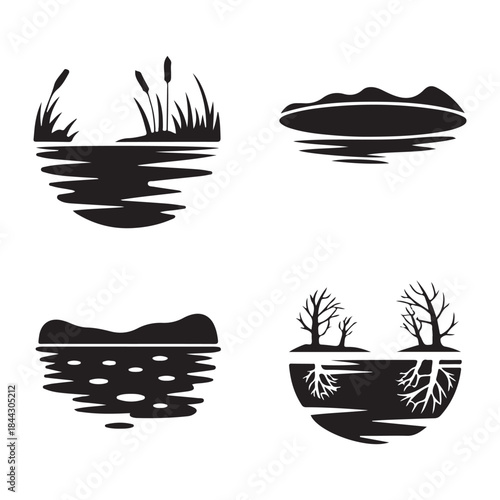 Lake fishing shelter silhouette icon for peaceful outdoor activities