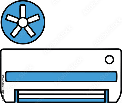 air conditioner blue icon vector on transparent background