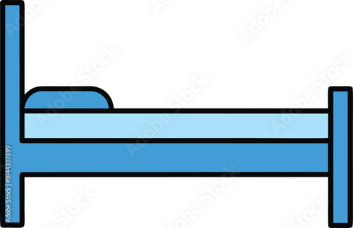 bed blue icon vector on transparent background