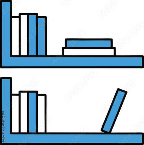 bookcase blue icon vector on transparent background