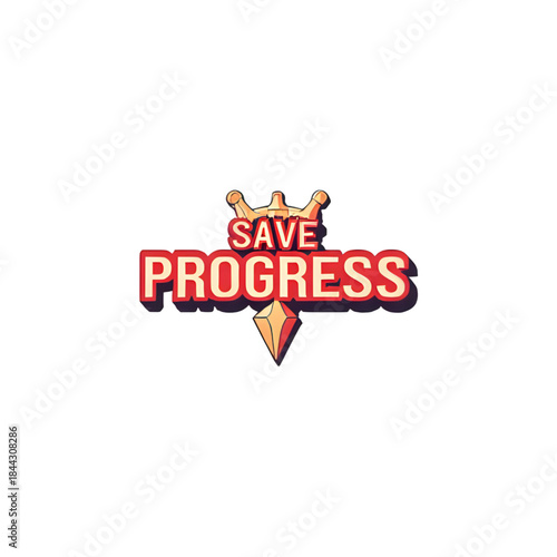 Save Progress Interface Element with Royal Crown and Emblem