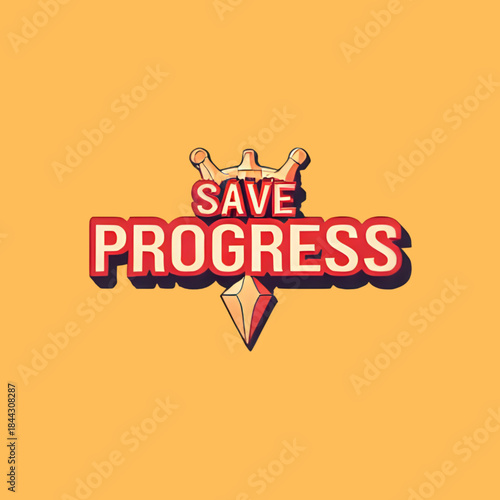 Save Progress Gaming UI Element: Achievement Graphic Design for Digital Applications