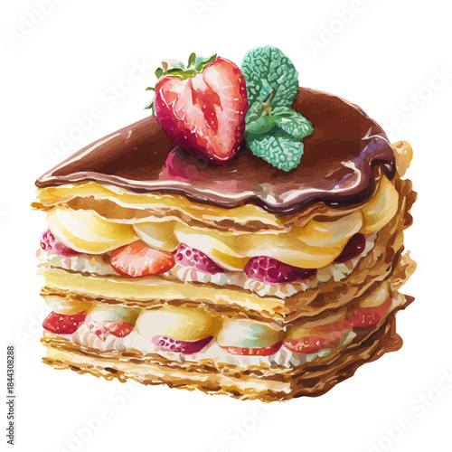 A watercolor painting of Torte, vector illustration on white background.