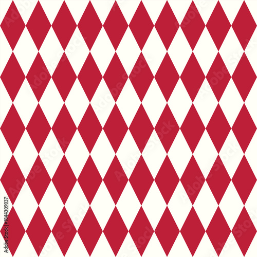 Harlequin geometric seamless pattern. Circus and carnival aesthetic vector background. Checkered diamond plaid vintage wallpaper. Holiday and celebration allover print for fabric, paper, package