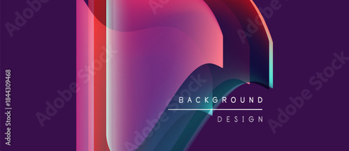 Abstract gradients create dynamic shapes. Purple, blue, pink hues blend seamlessly. Modern design element for backgrounds, presentations.
