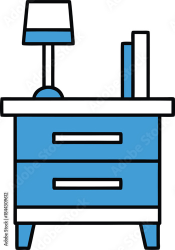 nightstand blue icon vector on transparent background