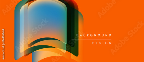 Abstract book illustration. Vibrant colors blend, creating layered effect. Orange backdrop complements design elements. Modern, artistic presentation.