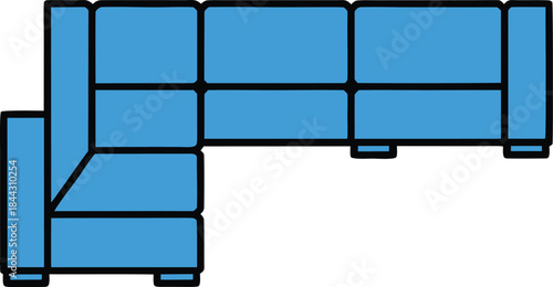 sectional sofa blue icon vector on transparent background