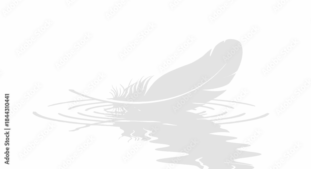 Obraz premium Elegant feather resting gently on water surface creating ripples of tranquility and serenity