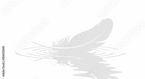 Elegant feather resting gently on water surface creating ripples of tranquility and serenity