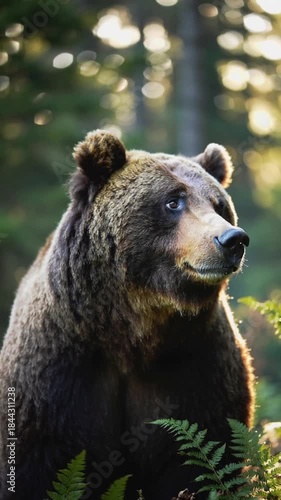 Wallpaper Mural Close view of a bear standing in the forest, showcasing its features and surroundings during the day Torontodigital.ca