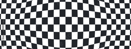 Classic black and white chessboard grid with alternating squares creates a timeless racing finish line design perfect for vintage motorsport illustrations and retro graphics.