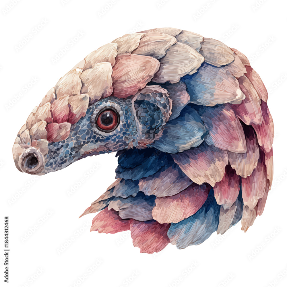 Fototapeta premium A watercolor painting of Pangolin Head, vector illustration on white background.
