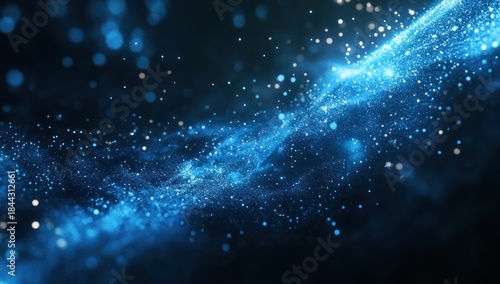 Wallpaper Mural Dynamic Abstract Blue Particle Stream with Bokeh Lights on Dark Background Torontodigital.ca